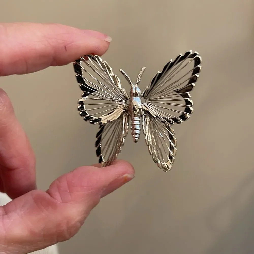 Vintage Monet Silver-tone Wire Butterfly Pin